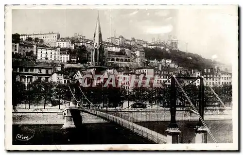 Cartes postales moderne Lyon passerelle L eglise St Georges et le coteau de Fourviere