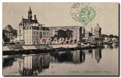 Cartes postales Corbeil l hotel de ville et le moulin