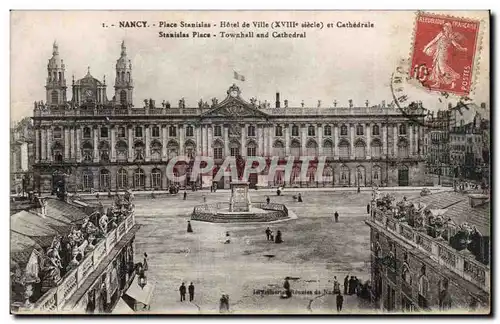 Cartes postales Nancy Place Stanislas Hotel de ville et cathedrale