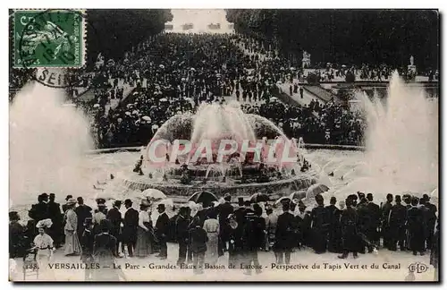 Cartes postales Versailles le parc Grandes eaux Bassin de Latone Perspective du tapis vert et du canal