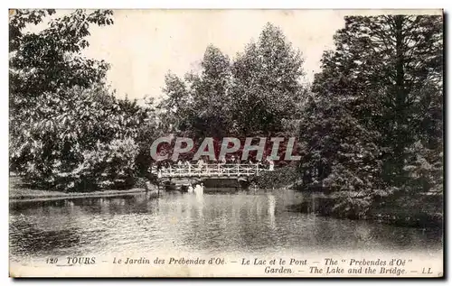 Ansichtskarte AK Tours Le jardin des Prebendes d Oe Le lac et le pont