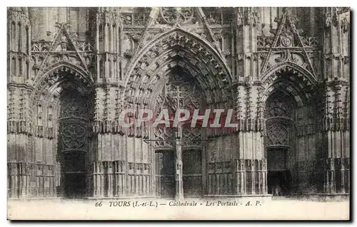 Ansichtskarte AK Tours Cathedrale Les portails