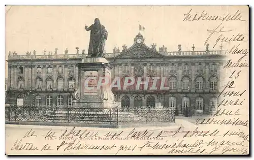 Cartes postales Nancy Statue et place Stanislas Hotel de ville