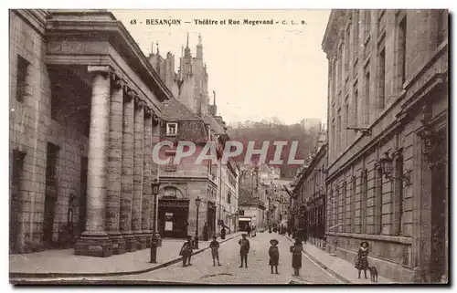 Cartes postales Besancon Theatre et rue Megevand