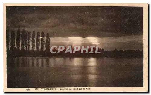 Cartes postales Strasbourg Coucher du soleil sur le Rhin