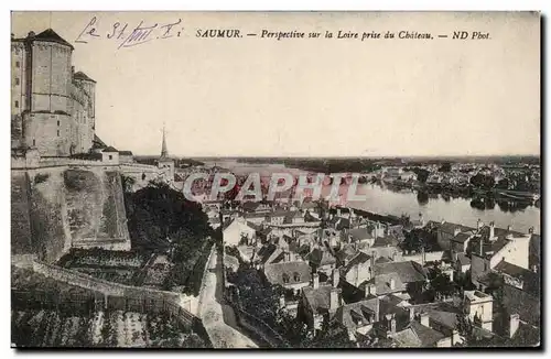 Cartes postales Saumur Perspective sur la Loire prise du chateau