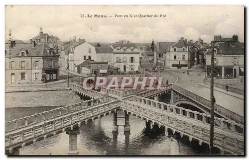 Ansichtskarte AK Le Mans Pont en X et quartier du Pre