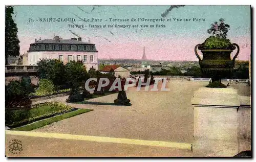 Cartes postales Saint Cloud Le parc La terrasse de l rangerie et vue sur Paris