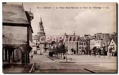 Cartes postales Dinan La place Saint Sauveur et tour de l horloge