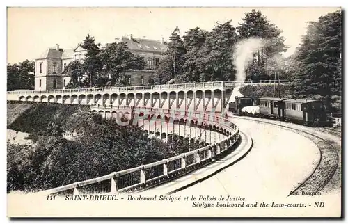 Cartes postales St Brieuc Boulevard Sevigne et le palais de justice Train