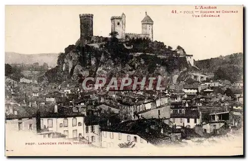 Cartes postales Foix Rocher et chateau Vue generale