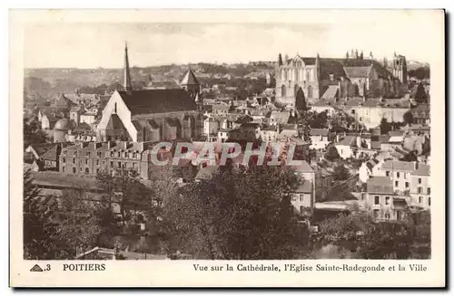 Cartes postales Poitiers Vue sur la cathedrale L eglise Ste Radegonde et la ville