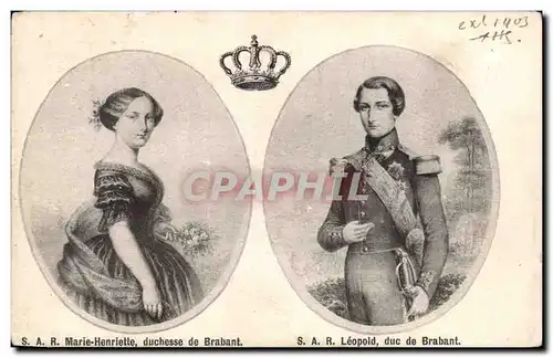 Cartes postales SAR Marie Henriette duchesse de Brabant Leopold Duc de Brabant