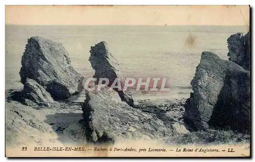 belle Isle en Mer - Rochers a Port Andro pre Locmaria Ansichtskarte AK