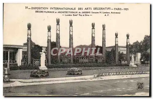 Cartes postales Paris Exposition internationale des arts decoratifs 1925 Decors floraux et architecturaux de jar