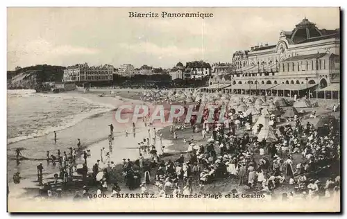 Cartes postales Biarritz la grande plage et le casino