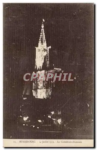 Cartes postales Strasbourg 14 juillet 1919 La cathedrale illuminee