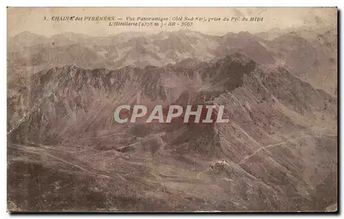 Cartes postales Chaine des Pyrenees Vue panoramique prise du pic du Midi L hotellerie