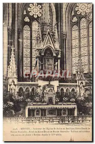 Cartes postales Rennes Interieur de l eglise St Aubin et basilique Notre Dame de Bonne Nouvelle