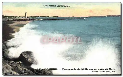 Cartes postales Cannes Promenade du Midi par un coup de mer