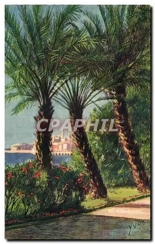 Cartes postales Menton La ville a travers les palmiers