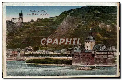 Cartes postales Caub mit Pflaz und Ruine Gutenfels