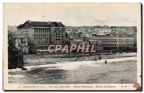 Cartes postales Biarritz La plage Miramar Hotel Miramar Hotel du palais