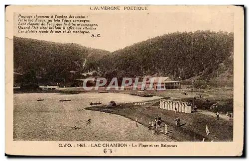 Cartes postales Auvergne Lake Chambon the beach and its bathers