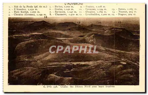 Cartes postales Auvergne Chaine des Domes Nord avec leurs crateres