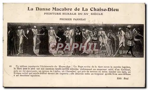 Cartes postales Auvergne La danse macabre de la Chaise Dieu Premier panneau