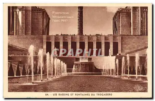 Cartes postales Exposition internationale Paris 1937 Les bassins du Trocadero Paris