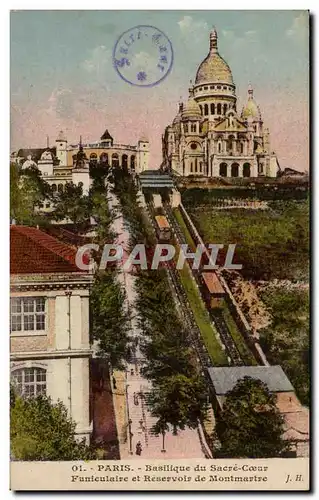 Cartes postales Paris Basilique du Sacre Coeur Funiculaire et reservoir de Montmartre