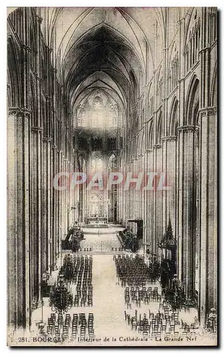 Cartes postales Bourges Interieur de la cathedrale La grande nef