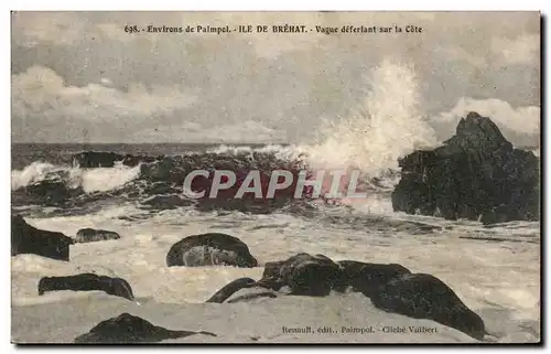 Ansichtskarte AK Environs de Paimpol Ile de Brehat Vague deferlant sur la cote