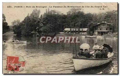 Cartes postales Paris Bois de Boulogne Le passeur du restaurant de l ile du grand lac