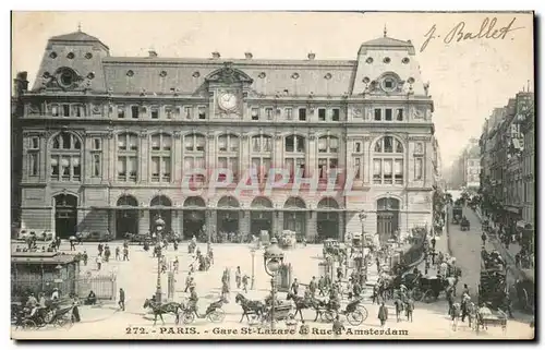 Cartes postales Paris Gare St Lazare et rue d Amsterdam