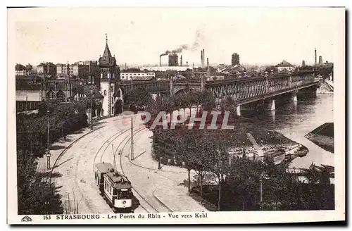 Ansichtskarte AK Strasbourg Les ponts du Rhin Vue vers Kehl