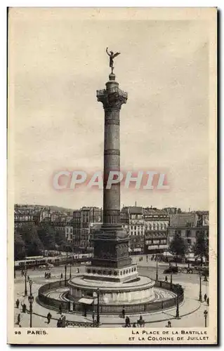 Cartes postales Paris Place de la Bastille et la colonne de Juillet