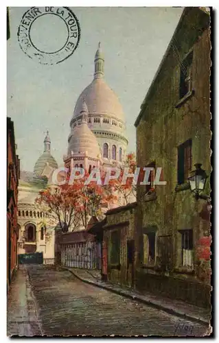 Cartes postales Paris Montmartre Basilique vue de la rue du Chevalier de la Barre