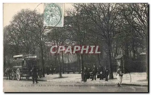 Cartes postales Paris Square des Batignolles station des omnibus