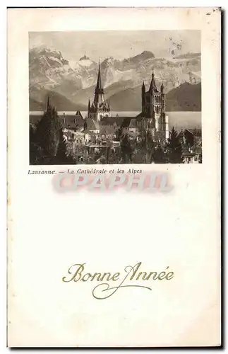 Ansichtskarte AK Suisse Lausanne La cathedrale et les Alpes