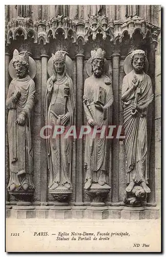 Ansichtskarte AK Paris Eglise Notre Dame Facade principale Statues du portail de droite