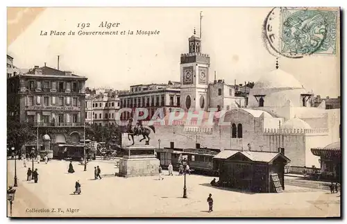 Ansichtskarte AK Algerie Alger La place du gouvernement et la mosquee