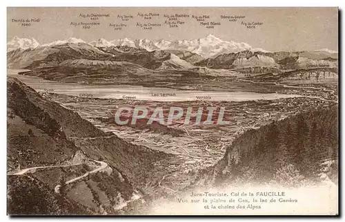 Ansichtskarte AK Jura Col de la Faucille Vue sur la plaine de Gex le lac de Geneve et la chaine des Alpes