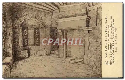 Cartes postales Gand Chateau des Comtes de Flandre Chambre de la comtesse 1180