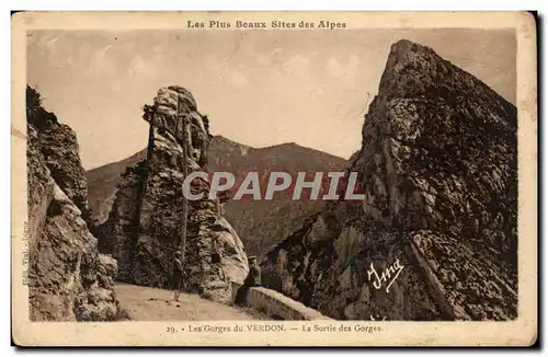 Cartes postales Les gorges du Verdon La sortie des gorges