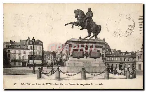 Rouen - Place de l Hotel de Vile - Statue de Napoleon I - Ansichtskarte AK