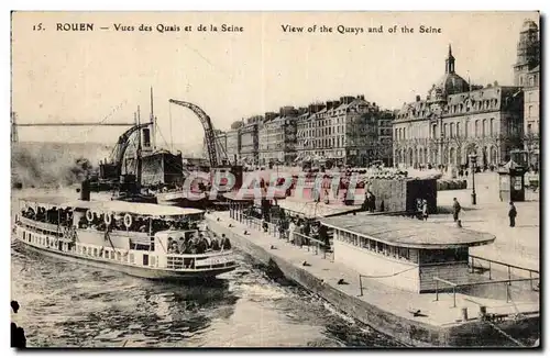 Cartes postales Rouen Vue des quais et de la Seine