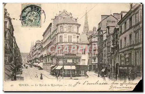 Cartes postales Rouen La rue de la republique