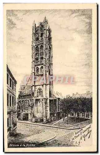 Rouen - La tour St Laurent - Dessin a la Plume - Ansichtskarte AK